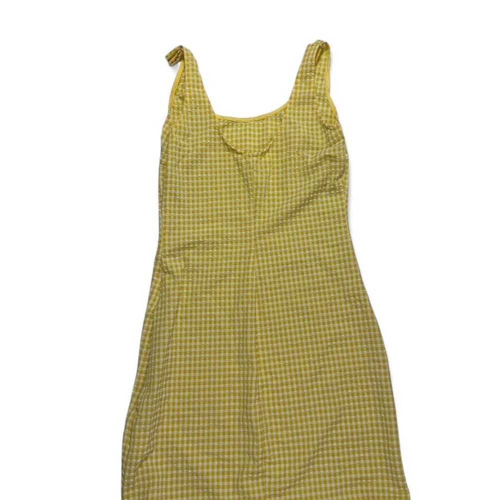 Urban Outfitters Yellow Gingham Seersucker Mini Dress Tie Strap Scoop Neck - Picture 2 of 7